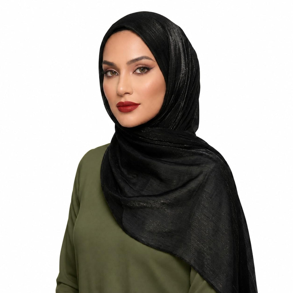 organza shimmer hijab (Black)