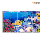 VIBECRAFTS Premium Canvas Wall Painting of Greek Scenery of Five Pieces For Home|Office|Living Room|Gift (PTVC5Pcs4_8740)