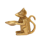 Svarup Brass Rat Diya Oil Lamp Ganesha Collectible Handicraft Art Product for Puja, Home, Decoration, Diwali and Gift 3.5 Inch.