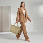 Nautica Women's Large Tote Bag | Durable PU with Quilted Design & Padded Grab Handles Ladies Shoulder Bag | Premium Spacious Handbag with Magnetic Closure for Girls | Beige