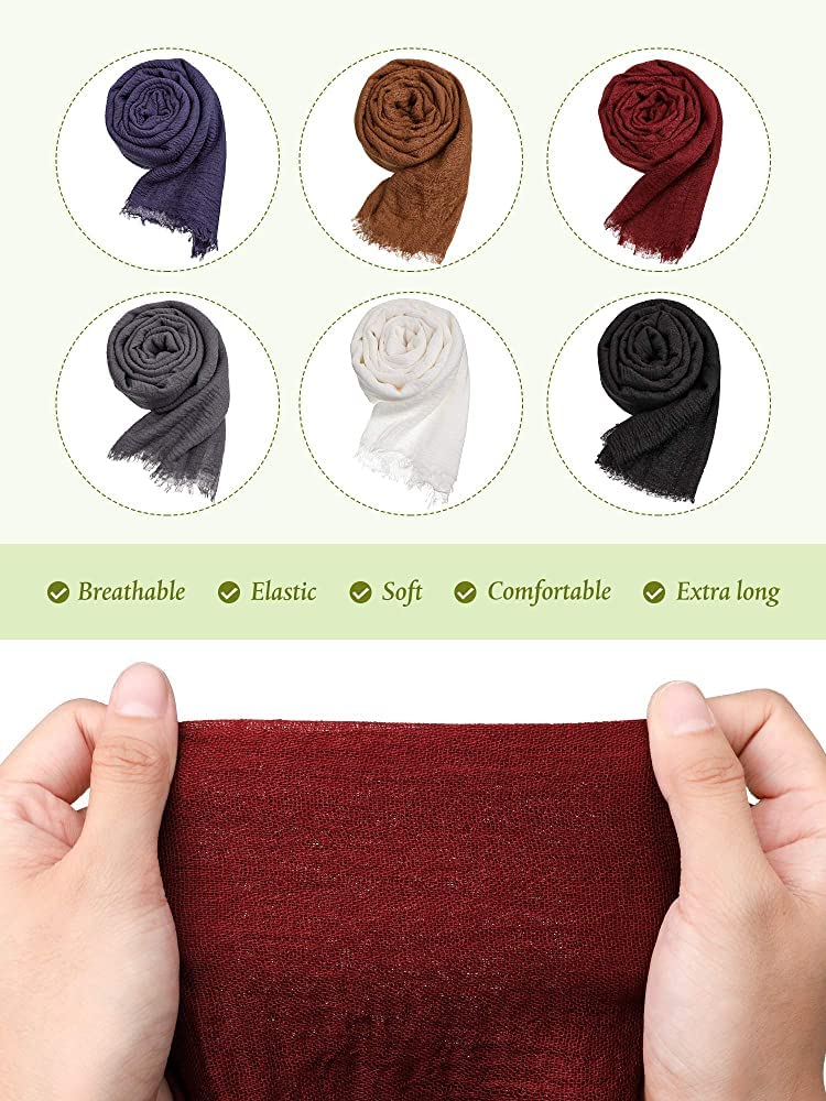 ICW Women's Premium Wrinkle Ironless Crinkled Cotton Scarf Stoles Shawl head scarves for girls (pack of 4)