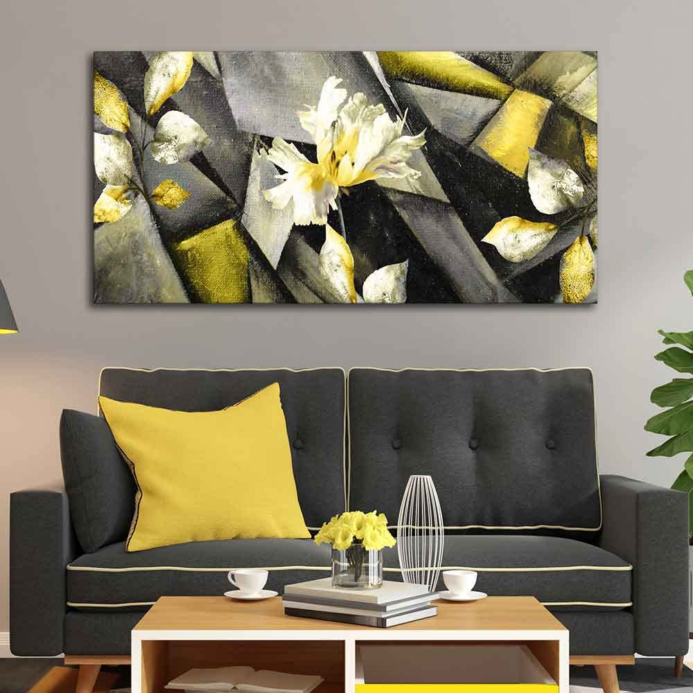 VIBECRAFTS Canvas Paintings for Living Room Drawing Room Abstract Flowers Art Canvas Wall Painting Fitted With Wooden Frame For Home | Office | Living Room | Gifts (PTVCH_2551)