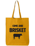 Come And Brisket Cotton Canvas Tote Bag, Gold, One Size