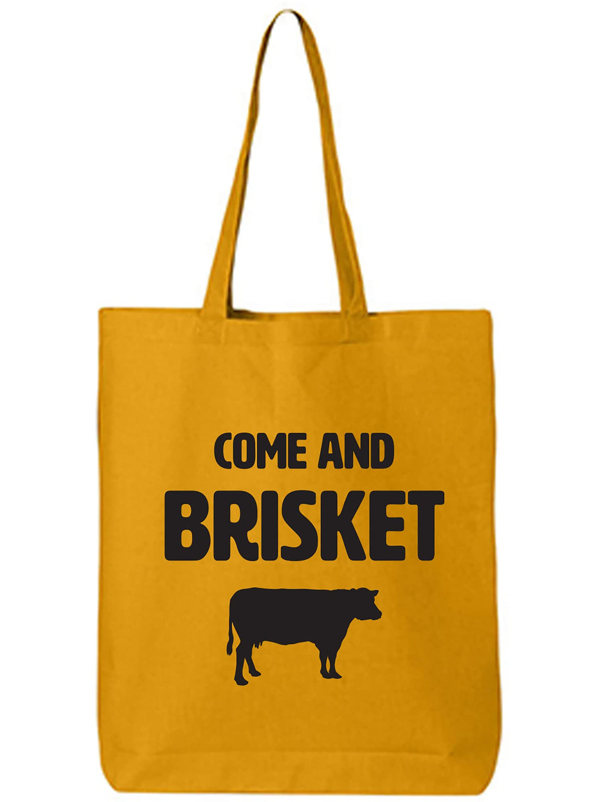 Come And Brisket Cotton Canvas Tote Bag, Gold, One Size