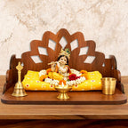 Fliptic Wooden Home Temple for Puja - Engineered Wood Mandir for Home, Office & Prayer Room | Compact Pooja Ghar Stand with Drawer | Wall Mountable & Floor Rested Mandir for Living Room Decor