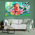 VIBECRAFTS Ganesha Playing Flute Premium Wall Painting of Five Pieces For Home|Office|Living Room|Gift (PTVC5Pcs4_8683)