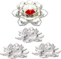 Home Brilliant 4 Piece Glass Lotus Flower Candle Holders Diya Votive Activity Tealight Holders Pillar Holders for Home Decoration Party Wedding Decoration