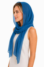 YOUR SMILE for Women Lightweight Breathable Solid Color Soft Chiffon Long Fashion Scarves Sunscreen Shawls (Cyan)