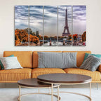 VIBECRAFTS Eiffel Tower and Seine River Bedroom Wall Painting of Five Pieces For Home|Office|Living Room|Gift (PTVC5Pcs4_8657)