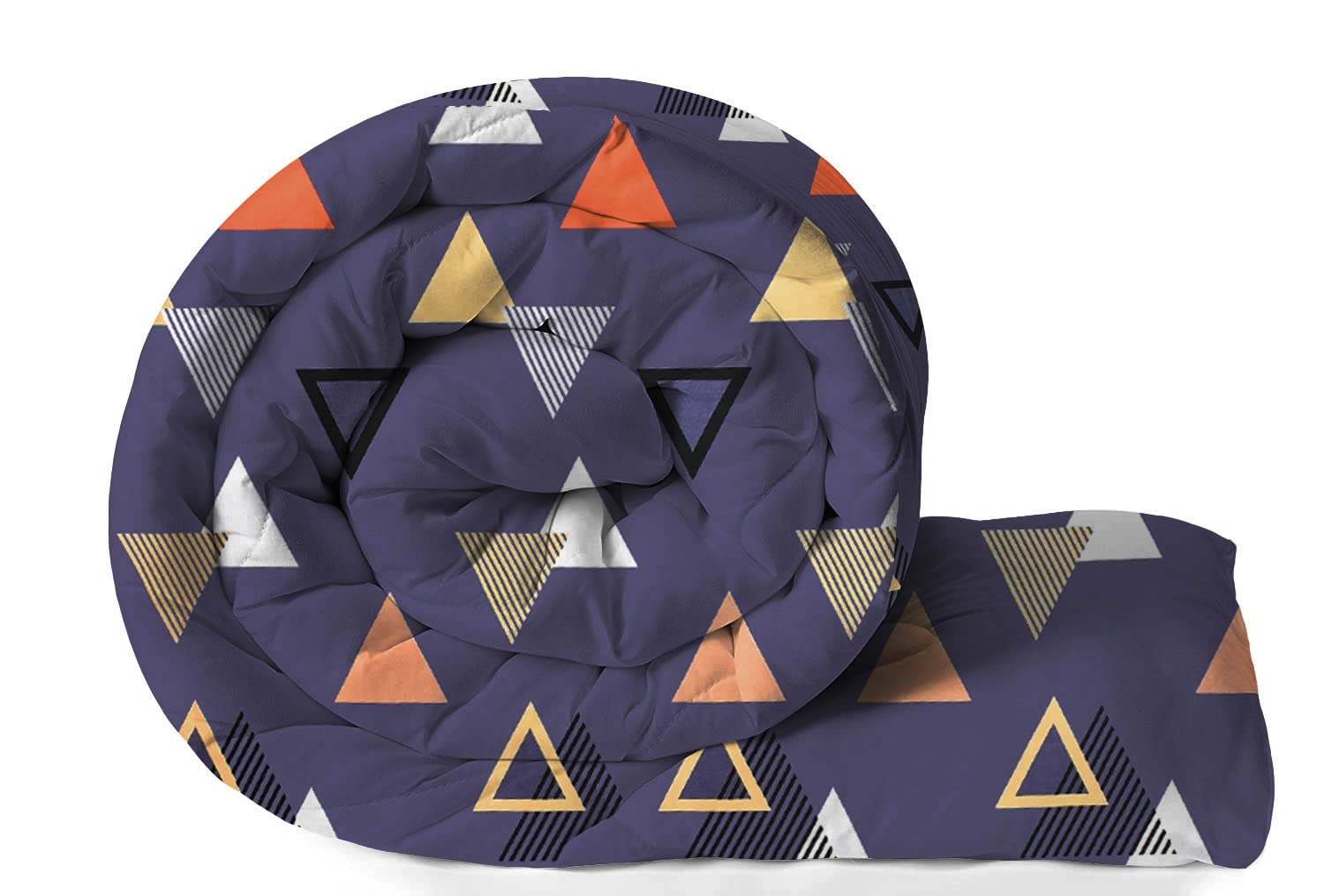 A Brand New - Umi Reversible Super Soft Double Bed AC Comforter/Blanket/Quilt/Rajai 220 GSM Microfiber Diamond Stitch (90 x 100 Inches/228cm x 254cm) - Comforter Double Bed|Blue & White & Orange Kafalo
