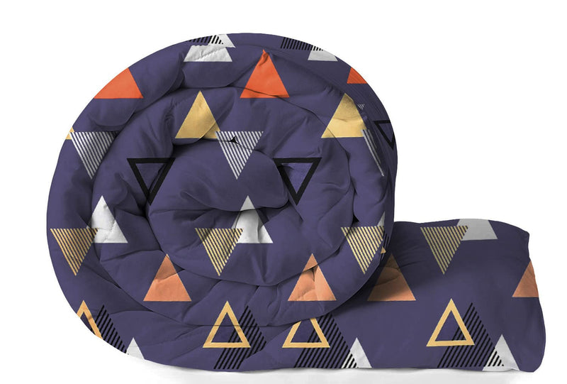A Brand New - Umi Reversible Super Soft Double Bed AC Comforter/Blanket/Quilt/Rajai 220 GSM Microfiber Diamond Stitch (90 x 100 Inches/228cm x 254cm) - Comforter Double Bed|Blue & White & Orange Kafalo