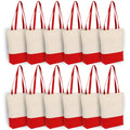 Heavy Duty 12 oz Cotton Canvas Tote Bag with Bottom Gusset Grocery Beach Shopping Bag 17x14x4 Inches (Red - 12 Pack)
