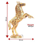 KridayKraft Jumping Horse Set Metal Statue For Wealth,Income,Shining And Bright Future&Table Top Figurine For Living Room,Office,Bedroom,Decorative,Feng Shui&Vanstu,Animal Showpiece Figurines...,Gold