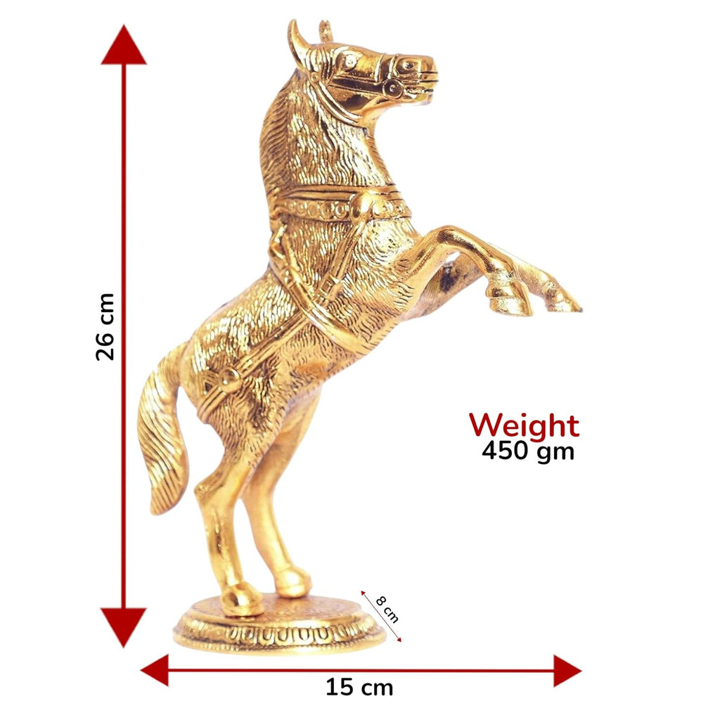 KridayKraft Golden Oxidized Jumping Horse Statue Showpiece for Vastu, Wealth & Decorative for Home,Office,Living Room Gift for Friends,Wedding,Relatives, 15 cm , 8 cm