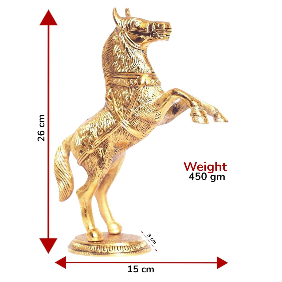 KridayKraft Golden Oxidized Jumping Horse Statue Showpiece for Vastu, Wealth & Decorative for Home,Office,Living Room Gift for Friends,Wedding,Relatives, 15 cm , 8 cm