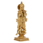ARTVARKO Brass Krishna Kishan Makhan Chor Laddoo Gopal Thakurji Murti Idol Statue Sculpture for Home Office Temple Puja Gift 6 Inches