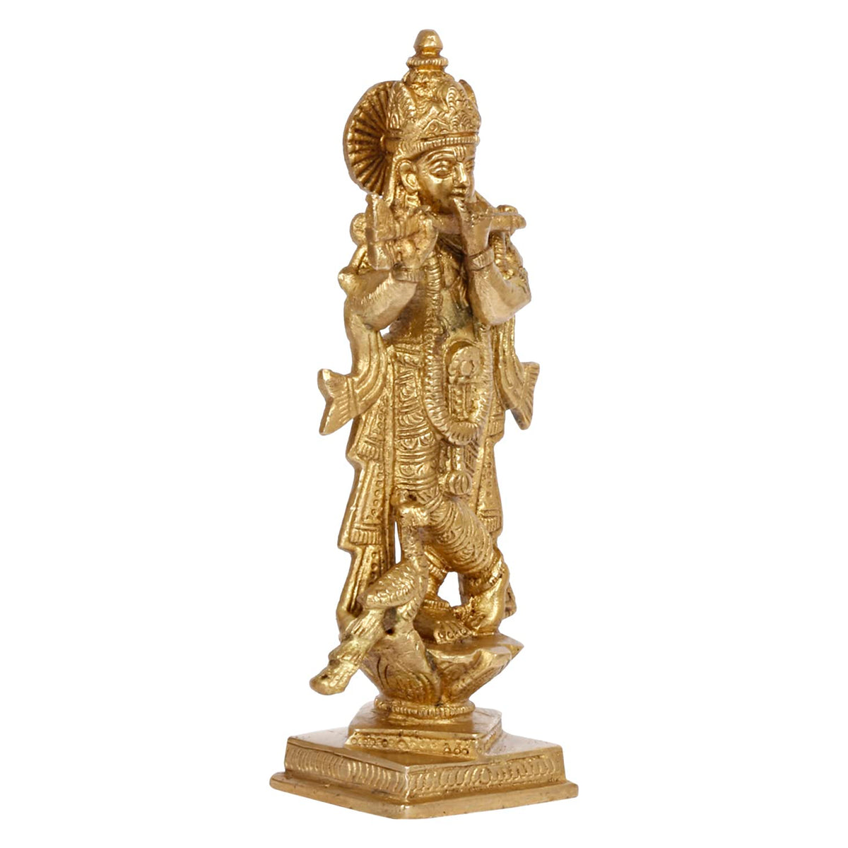 ARTVARKO Brass Krishna Kishan Makhan Chor Laddoo Gopal Thakurji Murti Idol Statue Sculpture for Home Office Temple Puja Gift 6 Inches