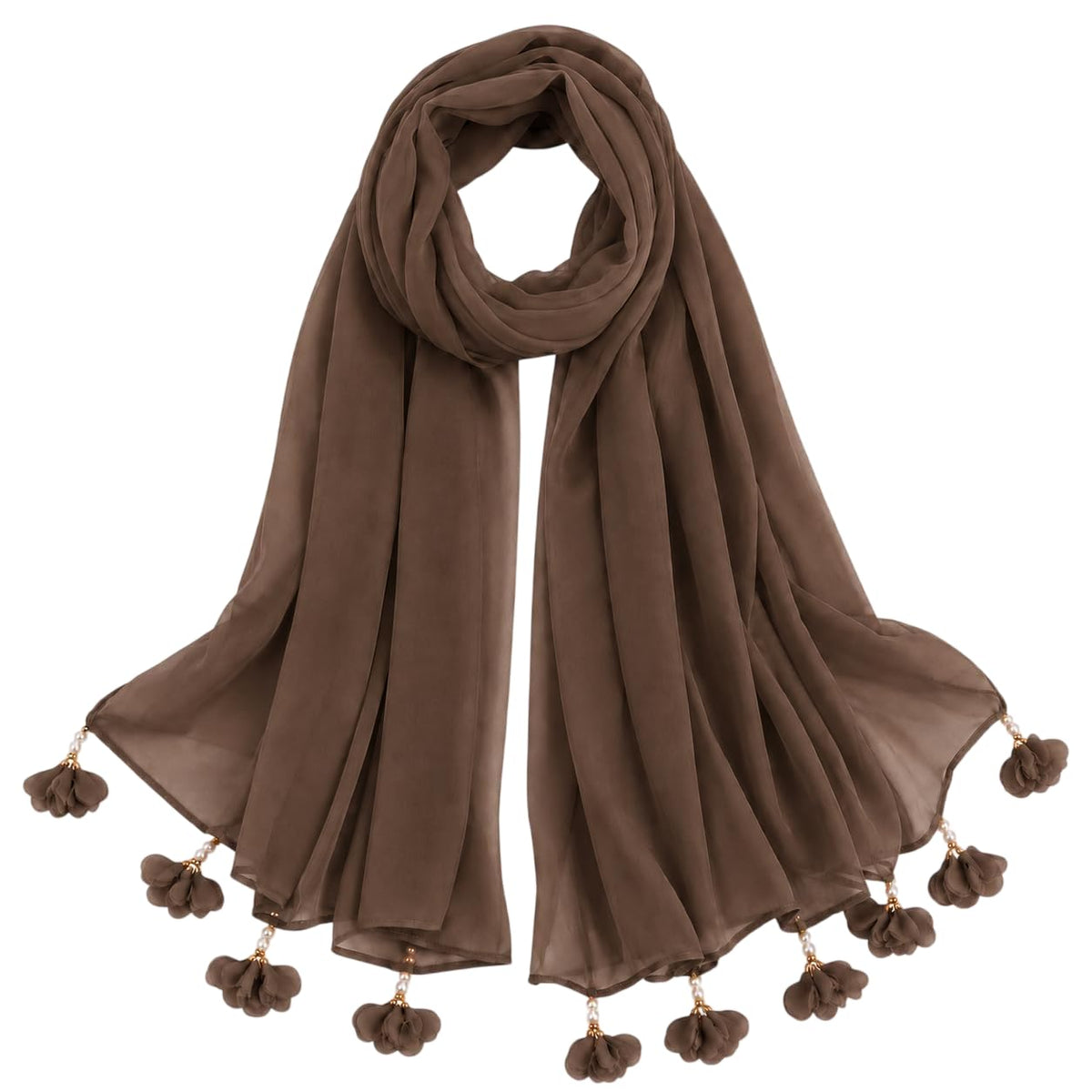 Women’s Chiffon Scarf Soft Lightweight Premium Stoles for Girls & Women | Stylish Modest Wear Dupatta for Daily & Party Use (Light_Brown)