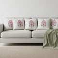 HOMEMONDE Set of 5 Cushion Covers 16x16 Inches – Premium Cotton 300 TC, Floral Hand Block Print, Soft Decorative Pillow Cases for Living Room – Pink (40x40 cm)