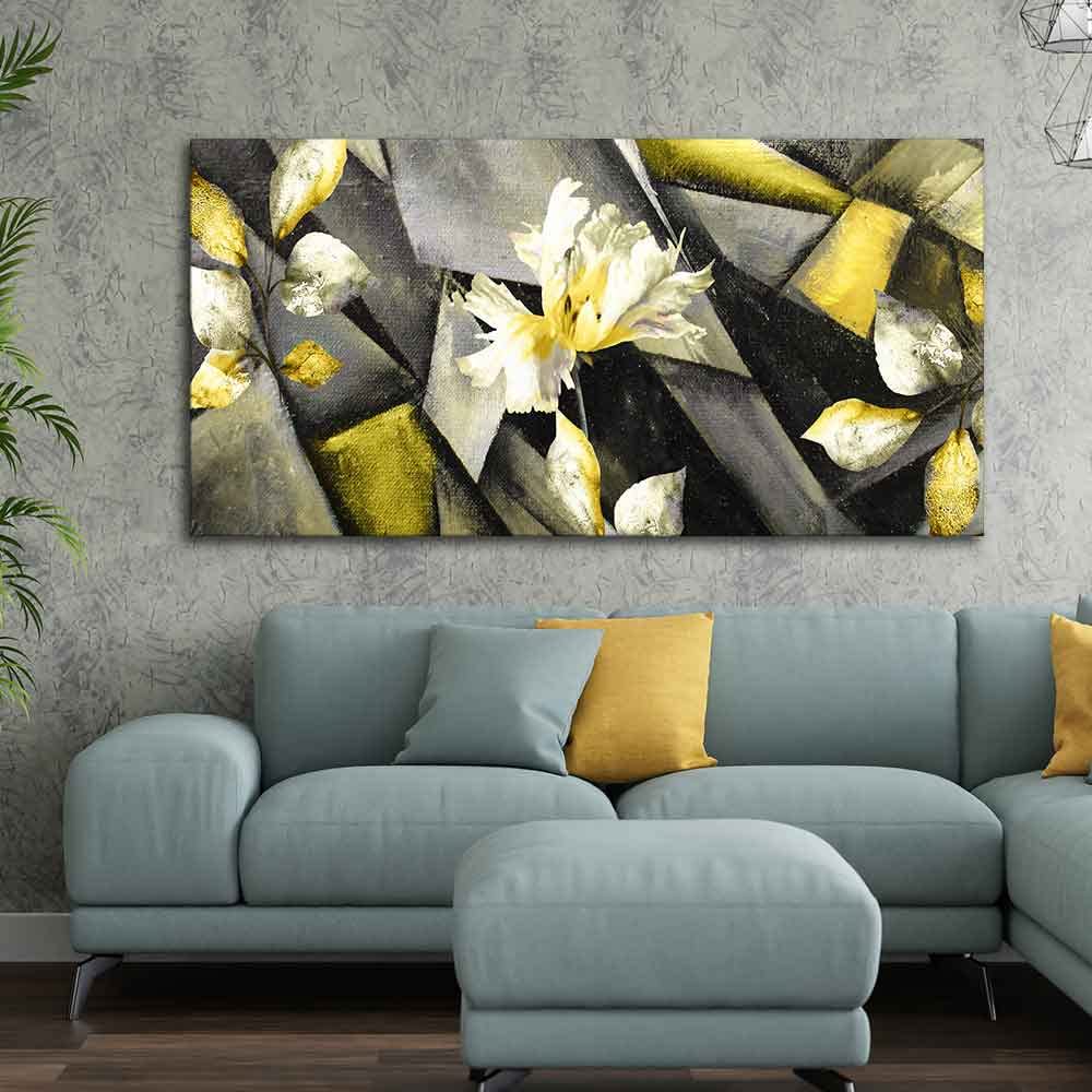 VIBECRAFTS Canvas Paintings for Living Room Drawing Room Abstract Flowers Art Canvas Wall Painting Fitted With Wooden Frame For Home | Office | Living Room | Gifts (PTVCH_2551)