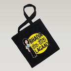 Tedhi Medhi Family Cotton Canvas Bhaiya Theek Theek Lagao Tote Bag (Black,15x13 Inch)
