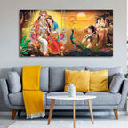VIBECRAFTS Canvas Paintings for Living Room Drawing Room Canvas Wall Painting of Radhe Shyam in Forest for Homedecore|Office|Gift|Livingroom|Bedroom(PTVCH_2395)(48 x 24 Inches)