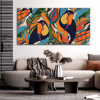 VIBECRAFTS Canvas Paintings for Living Room Drawing Room Toucans Art Canvas Wall Painting Fitted With Wooden Frame For Home | Office | Living Room | Gifts (PTVCH_2546)(48 x 24 Inches)