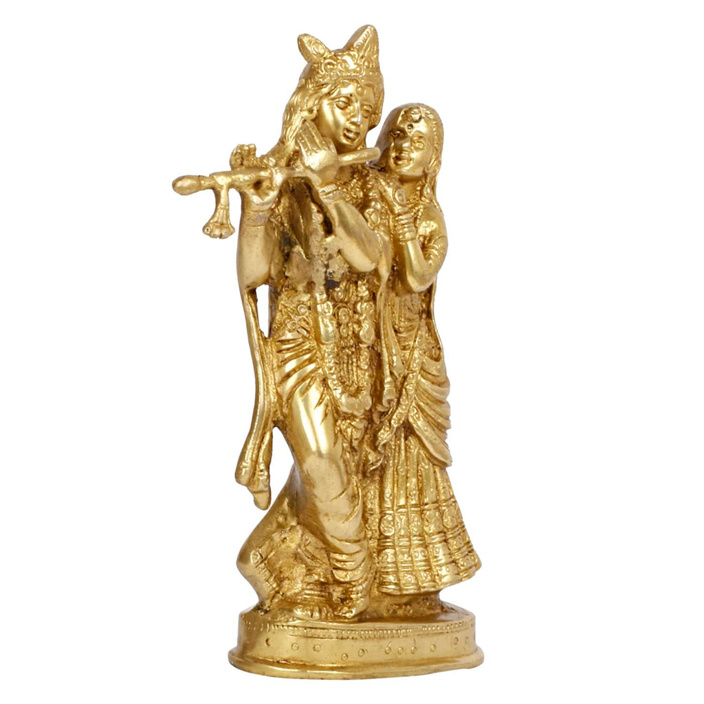 SVARUP Brass Radha Krishna Idol Statue Sculpture Figurine for Home Temple Office Gift 8 Inches