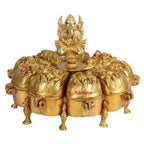 Svarup Brass Chopad Ganesha Idol in Gold Color Height 12 Inch Weight 2.4 Kg