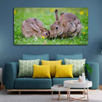 VIBECRAFTS Canvas Paintings for Living Room Drawing Room Baby Bunnies In Garden Canvas Wall Painting Wall Painting Fitted with Wooden Frame for Home | Office | Gift (PTVCH_2316)