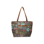 STYLE BA Women’s Stylish Tote Bag with Embroidery Print, Leather Handles & Multiple Zip Pockets | Big Size Handbag for Women | Office, College & Travel Tote Bag (32x30x8 cm)