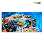 VIBECRAFTS Canvas Paintings for Living Room Drawing Room Colorful Turtle Canvas Wall Painting Fitted With Wooden Frame For Home | Office | Living Room | Gifts (PTVCH_2504)