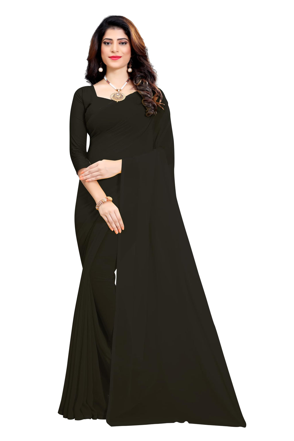 RK FASHIONS Georgette Black Saree for Womens Regular| Farewell| Wedding| Party
