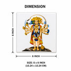 SHOP BY ROOM Ceramic Standing Panch Mukhi Lord Hanuman Tiles for Home Entrance, Temple, Office - 6 x 6 Inch, Religious