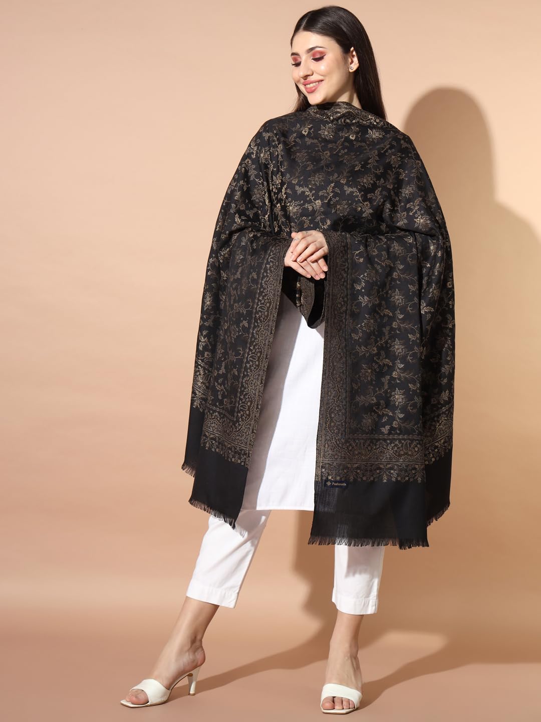 Pashmoda Women Aaraish Woven Design Jamawar Shawl (Size 101X203 CM)