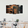 VIBECRAFTS Amazing Tree Under The Moon 5 Pieces Canvas Wall Painting For Home|Office|Living Room|Gift (PTVC5Pcs2_6512)