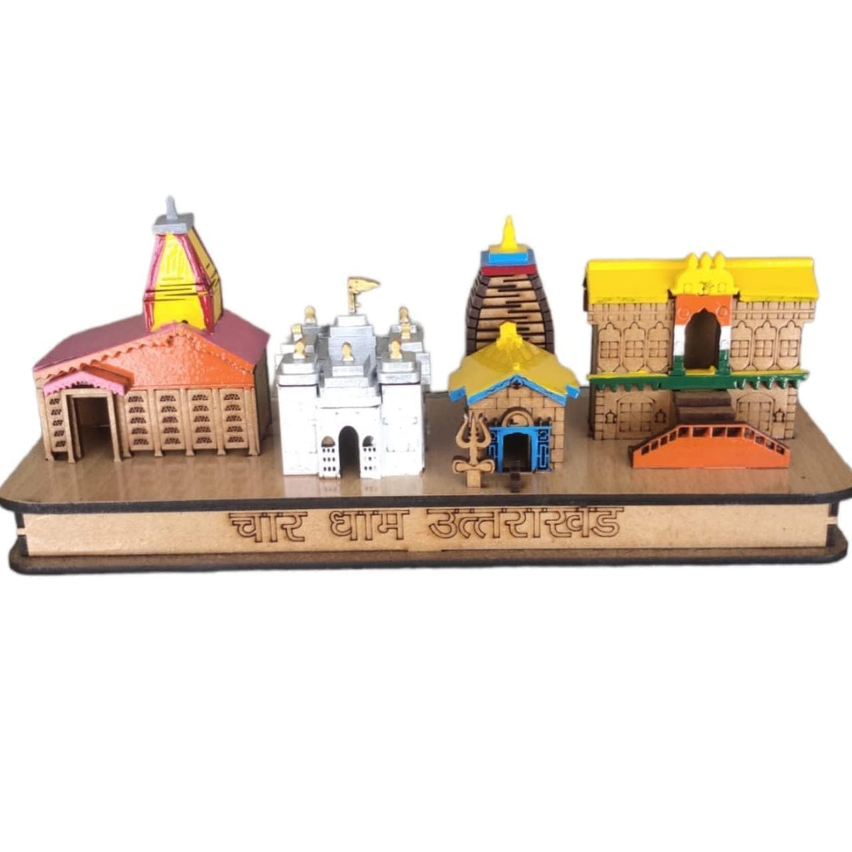 Chardham 3D Wood Tempal for Home Decoration and Gift kedarnath, Badrinath,Yamunotri, Gangotri Wooden Handmade Temple