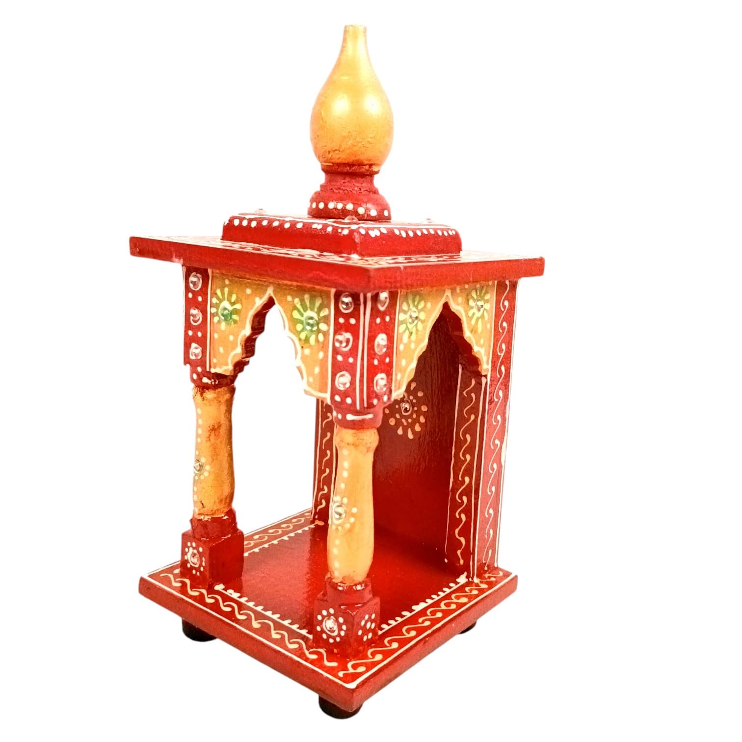 Apka Mart The Online Shop Wooden Temple | Wooden Mandir for Home & Office | God Idol Pooja Mandir Compact & Handcrafted Temple | Ideal for Puja Room, Gift & Home Decor - 10 Inch