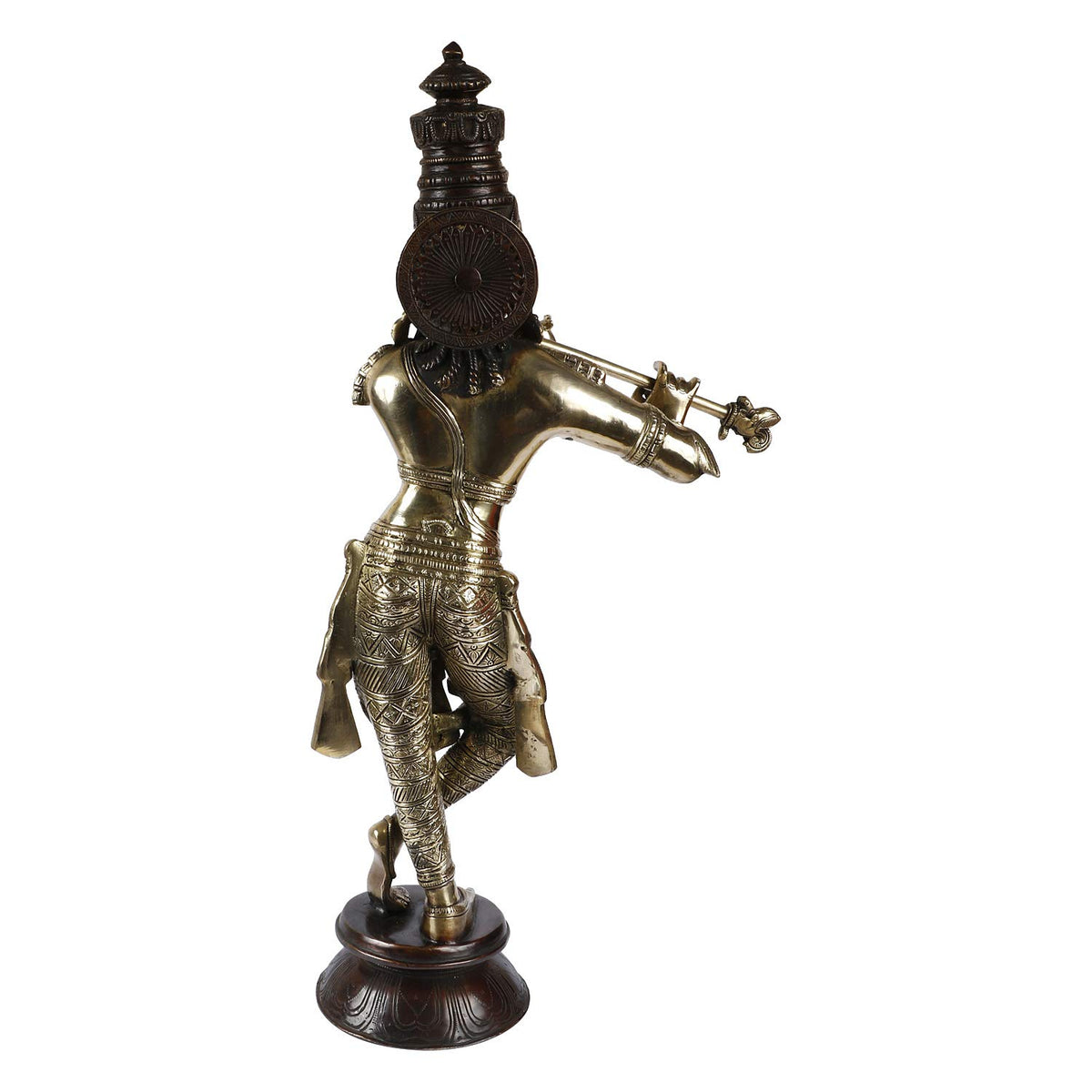 Svarup Brass Krishna Bhagwan Idol Murli Kishan Murti Playing Bansuri Gift for Home Mandir Decor Marriage Height 23 Inch Weight 9.3 Kg Gold and Black