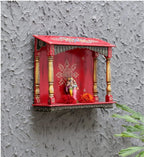DESERT ART Multicolour Handpainted Wooden Pooja Mandir/Home Temple Without Door