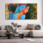 VIBECRAFTS Canvas Paintings for Living Room Drawing Room Radha Krishna With Flute Canvas Wall Painting Fitted With Wooden Frame For Home | Office | Living Room | Gift (PTVCH_2473)