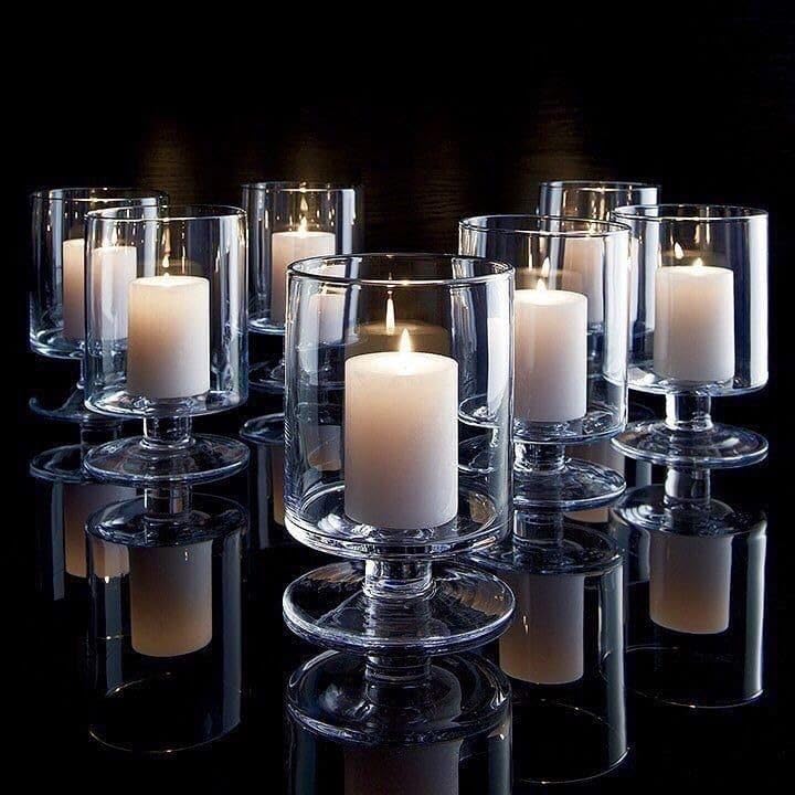 AABHAYA ARTS Hurricane Stemmed Glass Candle Holders, 5.5 inches Height, 3 inches Diameter, Clear (1), Transparent