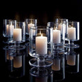 AABHAYA ARTS Hurricane Stemmed Glass Candle Holders, 5.5 inches Height, 3 inches Diameter, Clear (1), Transparent
