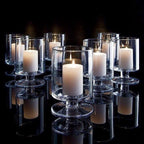 AABHAYA ARTS Hurricane Stemmed Glass Candle Holders, 5.5 inches Height, 3 inches Diameter, Clear (1), Transparent