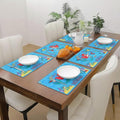 PRAKARTIK BY INDUARTS Kids Girl Cloth Table Mats Set of 6 - Mermaid Sea Ocean Theme,Digital Print, Washable, Indoor/Outdoor, Heat-Proof, Water Resistant, Wipe & Clean (47X33 cm) Sky Blue & Multi Kafalo