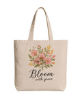 Supadaa Large Canvas Tote Bag For Women With Zipper Premium Cotton Shoulder Handbag Reusable Shopping Office College Travel Beach Grocery Bag (Flower Bloom)