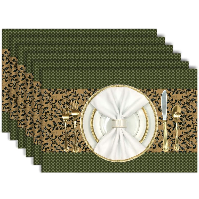 Furnishya Dining Table Mats Set of 6- Elegant & Machine Washable Dining Table Mats 6 Pieces - Decorative Accessories for Daily Use Kafalo