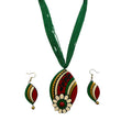 Le bijouxistic Terracotta Necklace Set for Women and Girls, Handmade Terracotta Jewelry, Handmade Necklace earring - Green Necklace Earring, Clay Work Jewelry for Women.