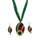 Le bijouxistic Terracotta Necklace Set for Women and Girls, Handmade Terracotta Jewelry, Handmade Necklace earring - Green Necklace Earring, Clay Work Jewelry for Women.