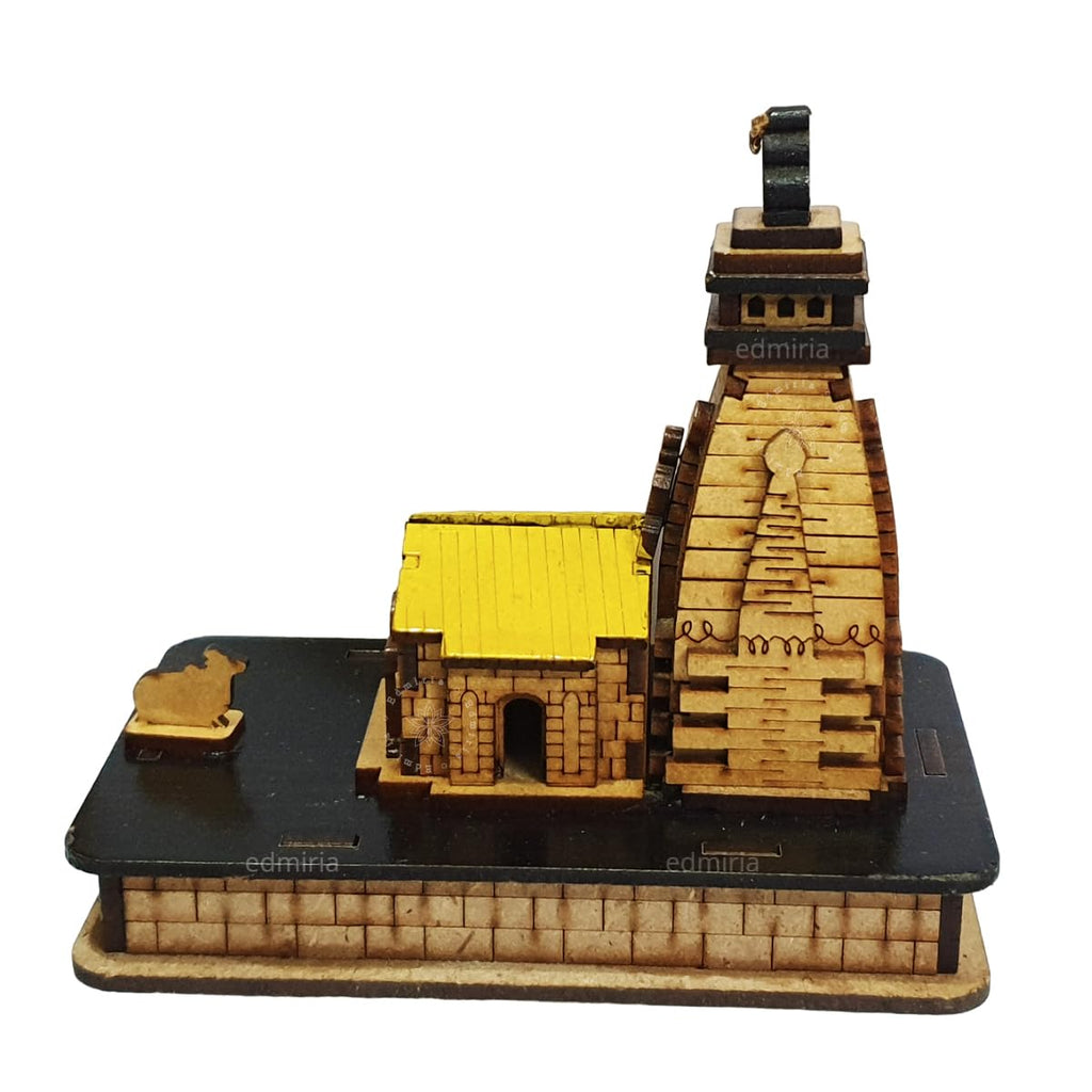 EDMIRIA Kedarnath Temple 3D Miniature Kedarnath Mandir Shree Kedarnath Dham, Lord ShivJi Decorative Wooden Showpiece - Brown, White (Medium (15x9.5x12.5 cm))
